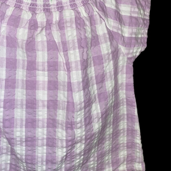 dip Baby Toddler Purple Gingham Button Up Flutter Sleeve Top - Picture 4 of 5
